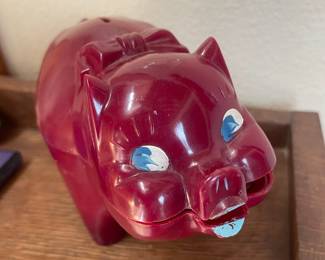 1950s Toy Town Corp Hard Plastic Red Piggy Bank