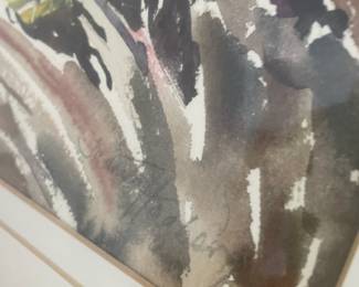 Framed & Matted Watercolor of Neighborhood Homes by Juanita Hagberg