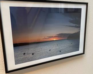 Framed & Matted Photography Print of Sunset over Ocean