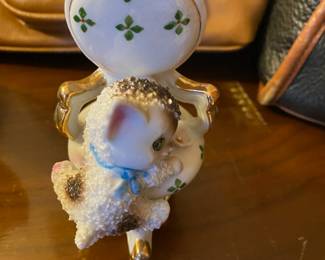 White Textured Kitten on Chair Porcelain Figurine