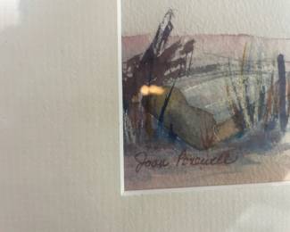 Framed & Matted Watercolor of Shoreline by Joan P