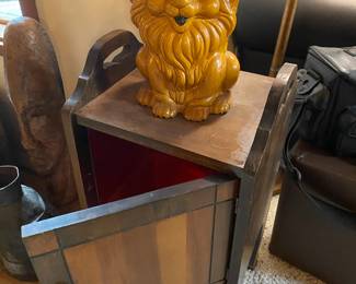 Crowned Lion Cookie Jar, Multi Toned Smoking Stand/Side Table