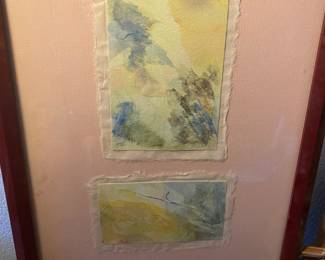 Framed 1985 Mixed Media/Watercolor Abstract Artwork by Greel