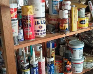 Assortment of Caulking, Wood Stain, Paint