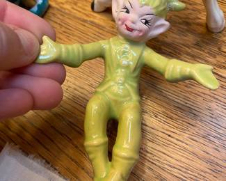 Gilner Hand Painted Ceramic Chartreuse Green Pixie Figurine