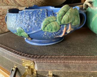 1930s Roseville Fuchsia blue Jardinière Planter
