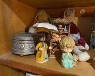 Miss Merry's Rainy Day Figurine, Praying Little Boy/Teddy Bear Ceramic Figurine