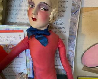 French Boudoir Doll with Composite Face/Cloth Body