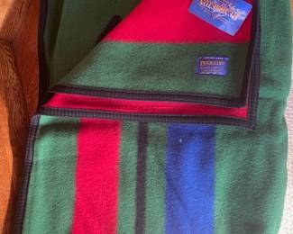 Red/Green/Black/Blue Striped Pendleton Blanket