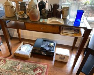 Lovely sofa table/desk with stone top and single drawer 