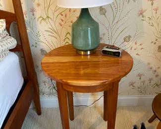 Hand made local artisan table - 1 of a pair of green lamps