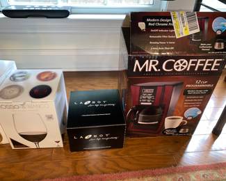 New in boxes- wine and coffee items