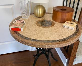 Mosaic style round end table 