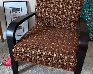 Wood armed cushioned chair - very comfy