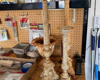 Metal candle holders and vase