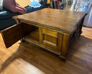 Coffee table w/storage all around. $ 325. All items available for pre-sale with pre-sale shopping appointments. Please text 985 507-6684 to schedule an appointment to shop before the scheduled sale. 
