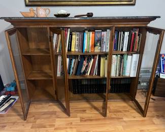 Bookshelf w/glass doors w/granite top.  $350. All items available for pre-sale with pre-sale shopping appointments. Please text 985 507-6684 to schedule an appointment to shop before the scheduled sale. 