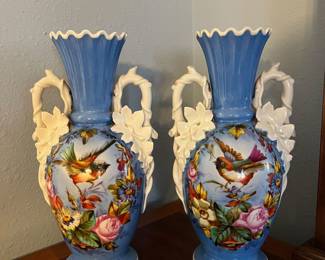 2 matching vases. French, hand painted 19th century pair of vases. They are commonly referred to as Old Paris. In very good condition.   $750 obo. All items available for pre-sale with pre-sale shopping appointments. Please text 985 507-6684 to schedule an appointment to shop before the scheduled sale. 