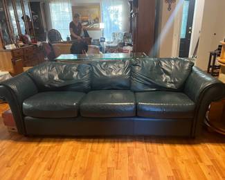 Dark Blue Leather Sofa. $350. 91x 26.5x38. All items available for pre-sale with pre-sale shopping appointments. Please text 985 507-6684 to schedule an appointment to shop before the scheduled sale. 
