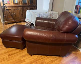 Burgandy leather chair w/matching ottoman.  $200 obo. All items available for pre-sale with pre-sale shopping appointments. Please text 985 507-6684 to schedule an appointment to shop before the scheduled sale. 