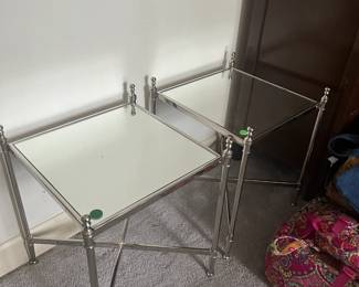 Pair off chrome and glass end tables