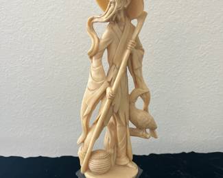 Antique Japanese Wise Man Chinoiserie Resin Statue