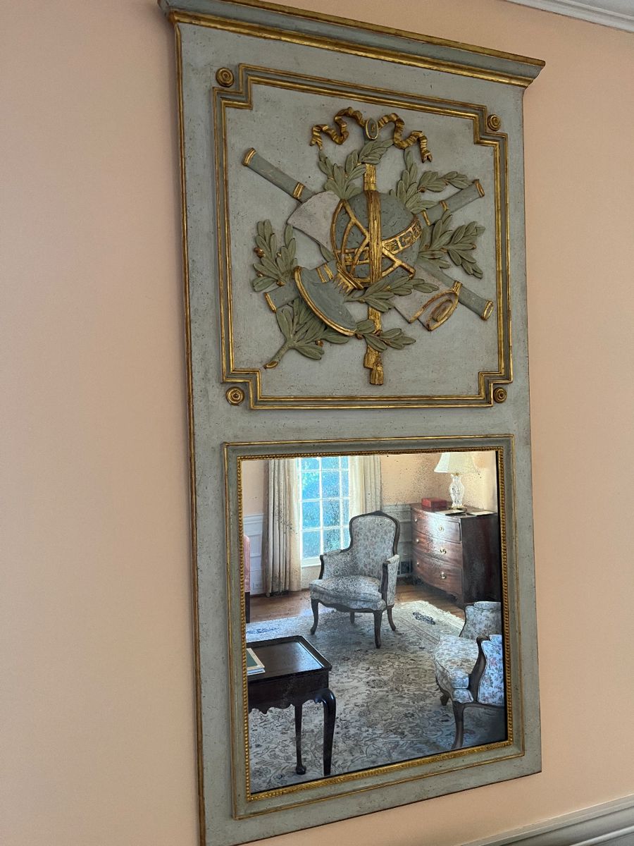 Large  Louis XVI Style Painted Trumeau Mirror: $5, 000