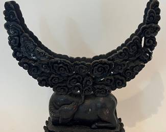 Asian, Chinese, charger stand, carved wood.