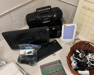 Computer monitor, keyboard