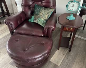 Leather chair and ottoman