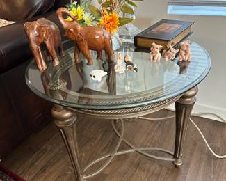 Pair of glass top table with metal frame