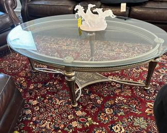 glass top metal coffee table