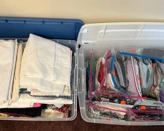 Various cuts of fabric and quilting squares