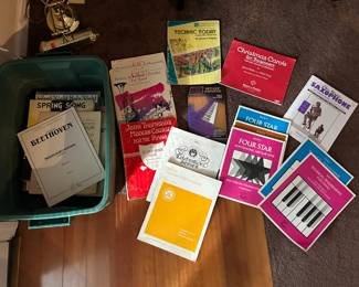 Various sheet music for piano and saxophone