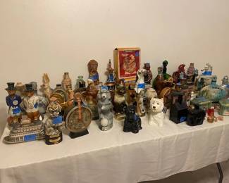 Assorted Jim beam and other vi tage decanters