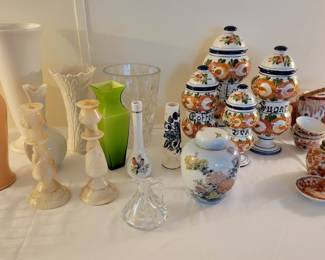 Vases, cannister set, tea set