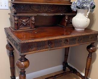 Antique hand carved writing table