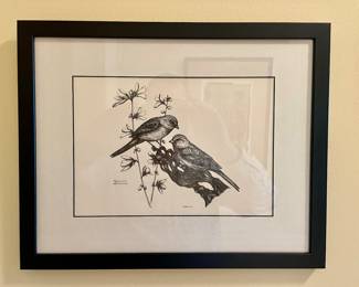 Brewer's Sparrows - Ink Art by Patricia Myers