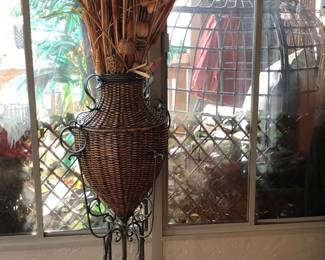 Wicker and Wrought Iron Planter