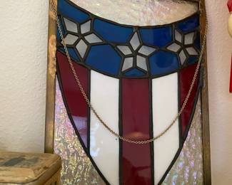 Stained Glass with Red/White/Blue Flag Design