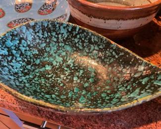Turquoise/Black Drip Pattern Bowl