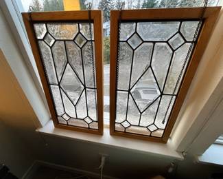 Pair of Beveled Glass Window Panels