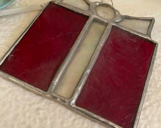 Red/Clear Stained Glass Present 