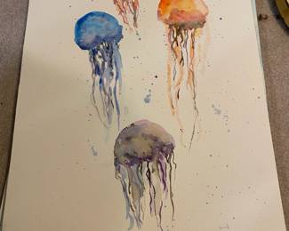 Watercolor Painting of Jelly Fish