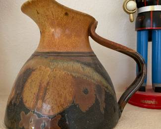 Mid Century Modern Shades of Brown Stoneware Pitcher