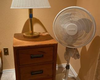 3 Drawer Side Table, Brass Table Lamp with White Shade