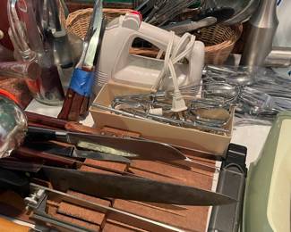 Assortment of Kitchen Knives, Kitchen Utensils