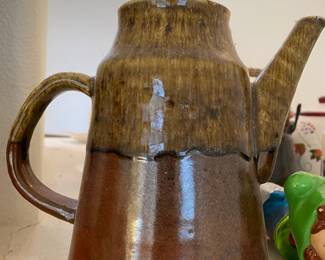 Mid Century Modern Shades of Brown Stoneware Teapot