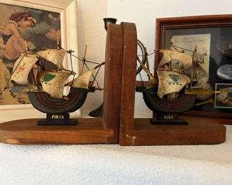 Wooden Nina and Pinta Ship Bookends