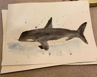 Watercolor Painting of Killer Whale